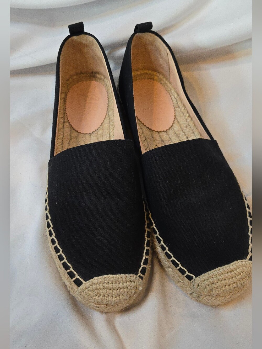 J. Crew Black Canvas Espadrille Woven Jute Flats - Women's 7.5 Slip-On Shoes